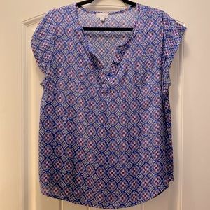 Women’s medium cap sleeve print top